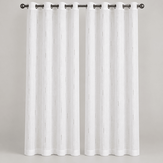 Bijele zavjese sa sivim crtama – 2 kom. 140×240 cm – Setovi bijelih zavjesa – – slika 1