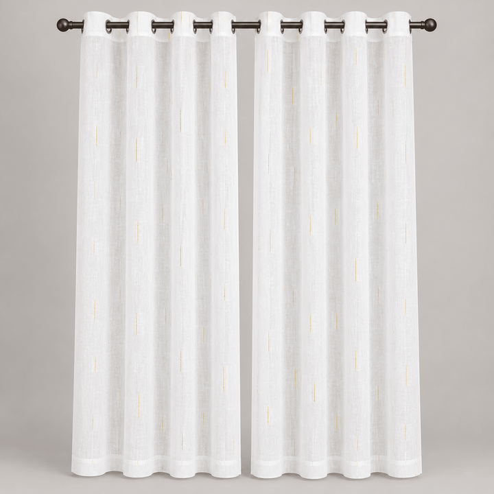 Bijele zavjese sa zlatnim crtama – 2 kom. 140×240 cm