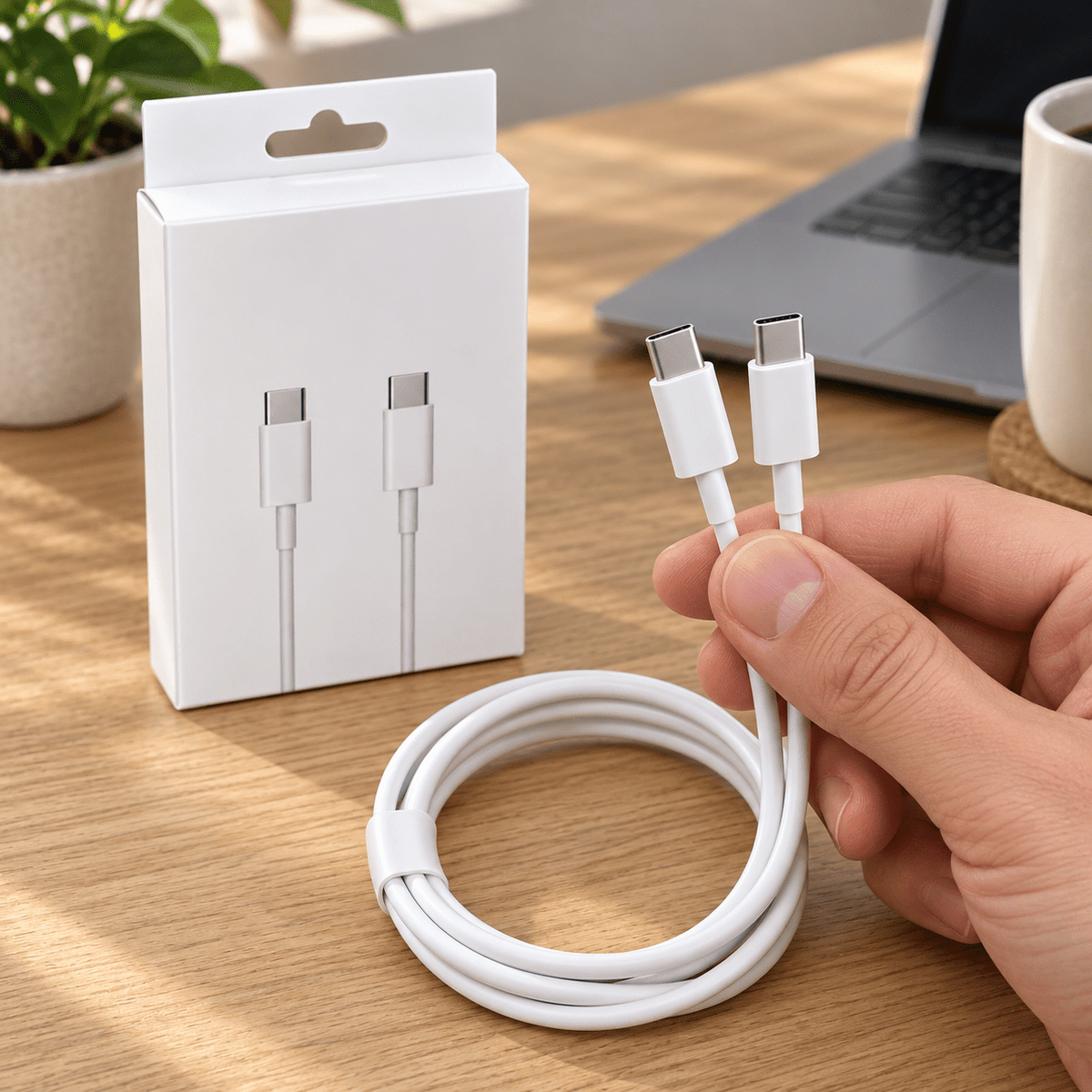 Bijeli USB-C na USB-C kabal – 1 m – Bijeli USB-C na USB-C kablovi – – slika 3