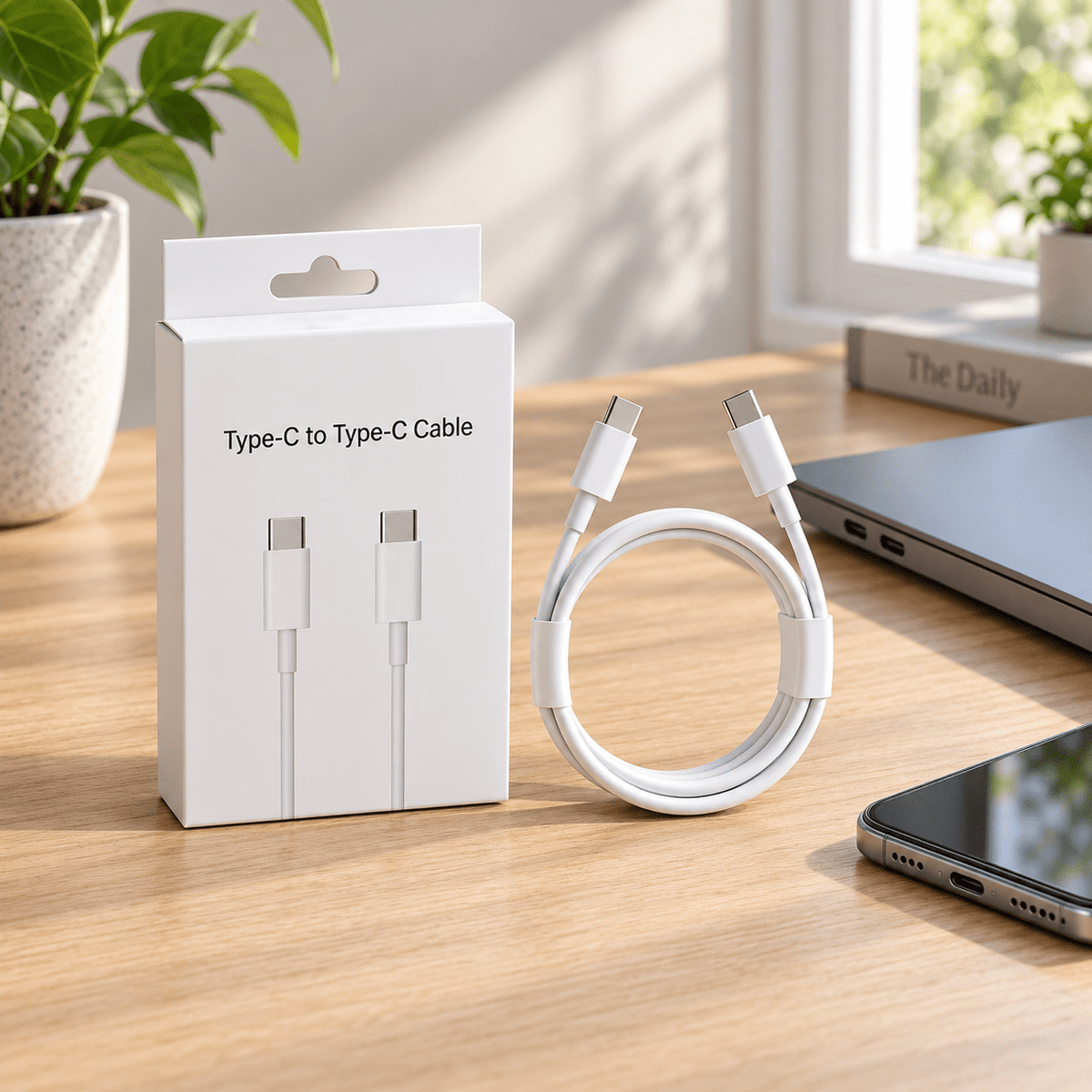 Bijeli USB-C na USB-C kabal – 1 m – Bijeli USB-C na USB-C kablovi – – slika 2