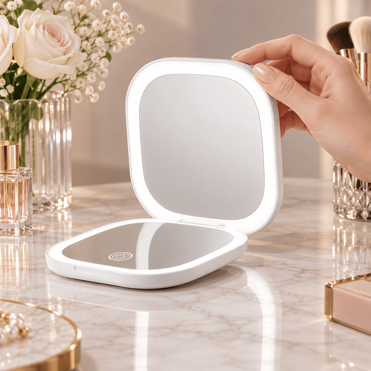 Bijelo preklopno LED ogledalo s dva lica – Preklopna LED ogledala s dva lica – – slika 3