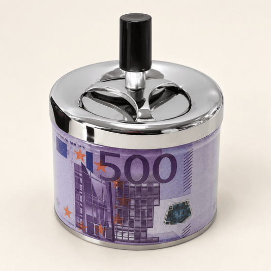 BK-5003 pepeljara s pritisnim vrhom i motivom eura – Pepeljare – – slika 1