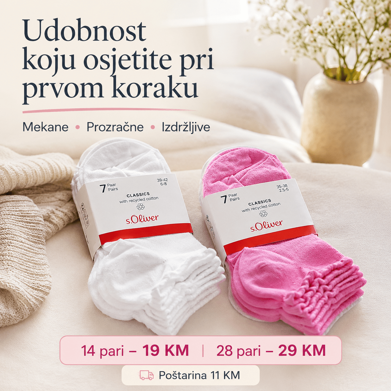 Brendirane Pamučne Čarape – – Roze 35-38 – slika 4