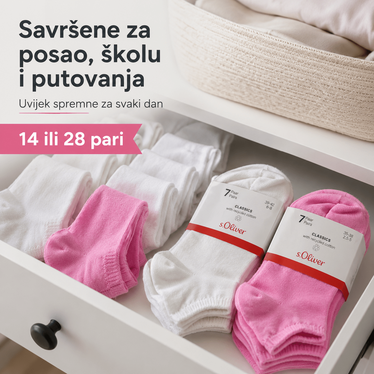 Brendirane Pamučne Čarape – – Roze 35-38 – slika 7