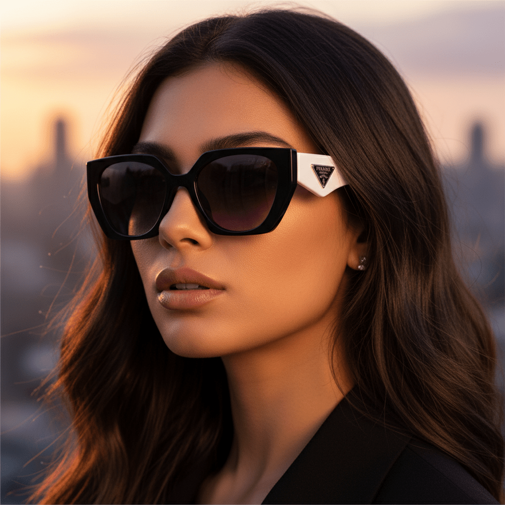 Cat - Eye Sunčane Naočale – Sunčane naočale – Crna/Bijela – slika 3