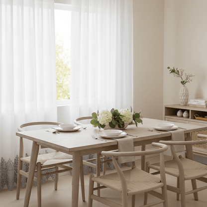 Cortina Elegantne Bijele Zavjese s Čipkom i Metalnim Grommetima – Zavjese i paravani – 140x240 cm Bijela/Siva – slika 4