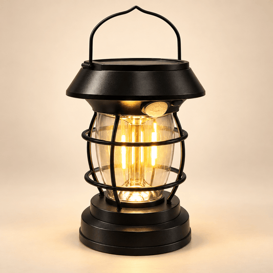 Crna fenjer lampa s toplim svjetlom i ručkom – Prenosni fenjeri – – slika 1