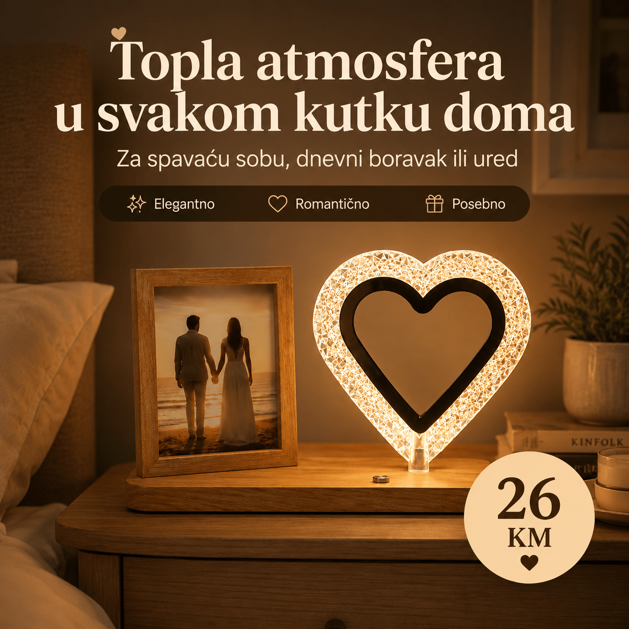 Crystal Heart LED Ukrasna Lampa – – – slika 5