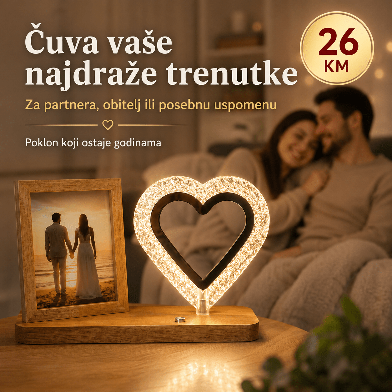 Crystal Heart LED Ukrasna Lampa – – – slika 2