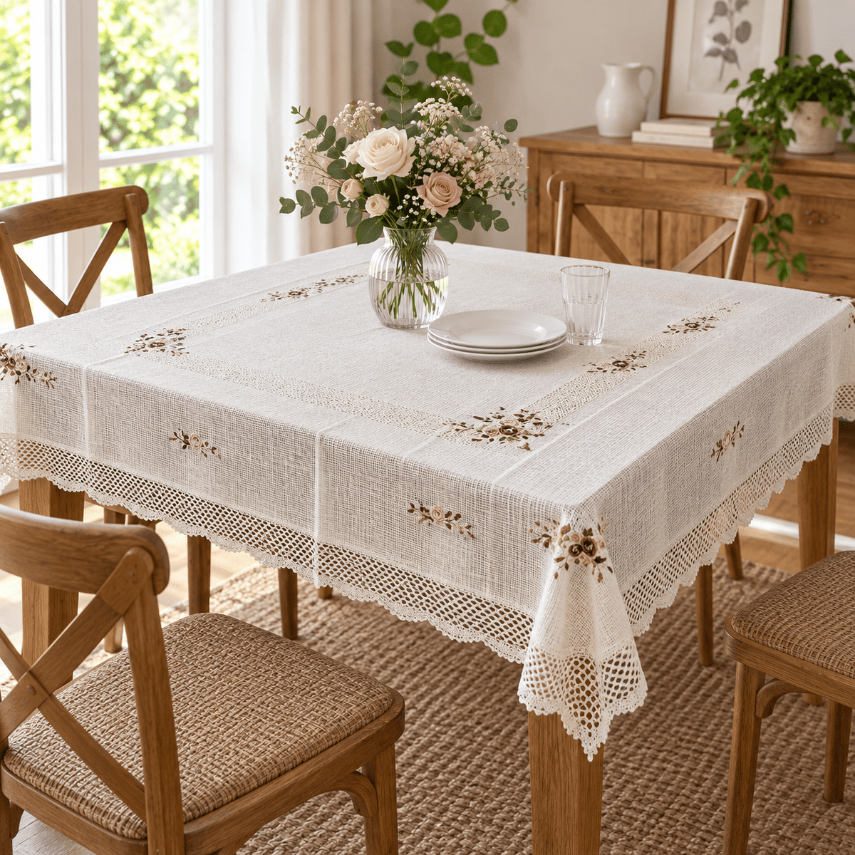 Cvjetni mrežasti stolnjak – 150 × 220 cm – Cvjetni mrežasti stolnjaci 150 × 220 cm – – slika 2