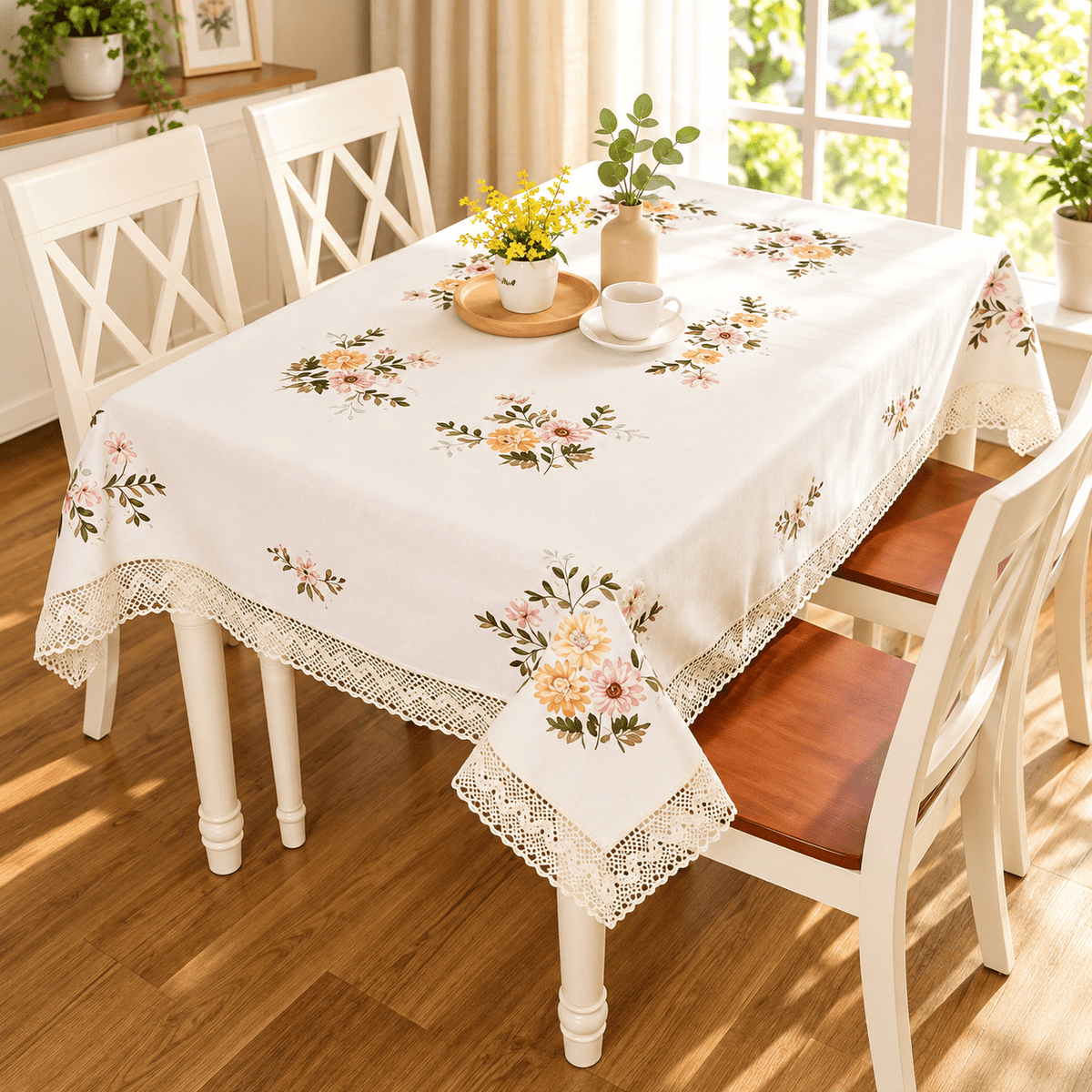 Cvjetni stolnjak s čipkastim rubom – izbor dimenzije – Cvjetni stolnjaci s čipkastim rubom i izborom dimenzije – 180 × 260 cm – slika 2