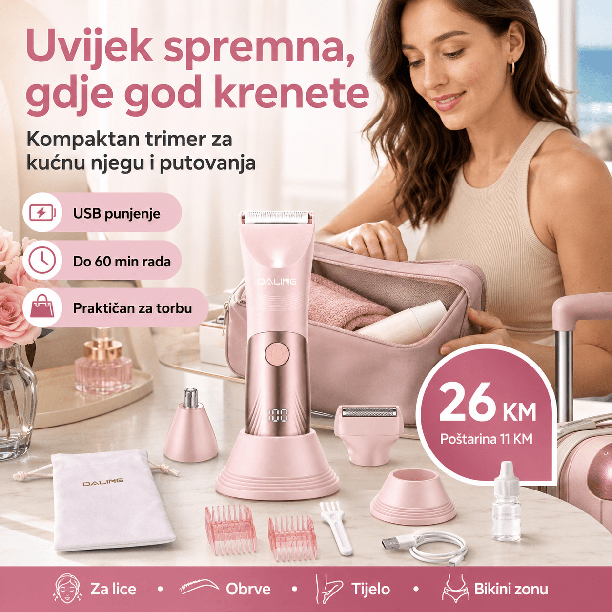 DALING Ženski Trimer i Brijač za Tijelo – – – slika 2