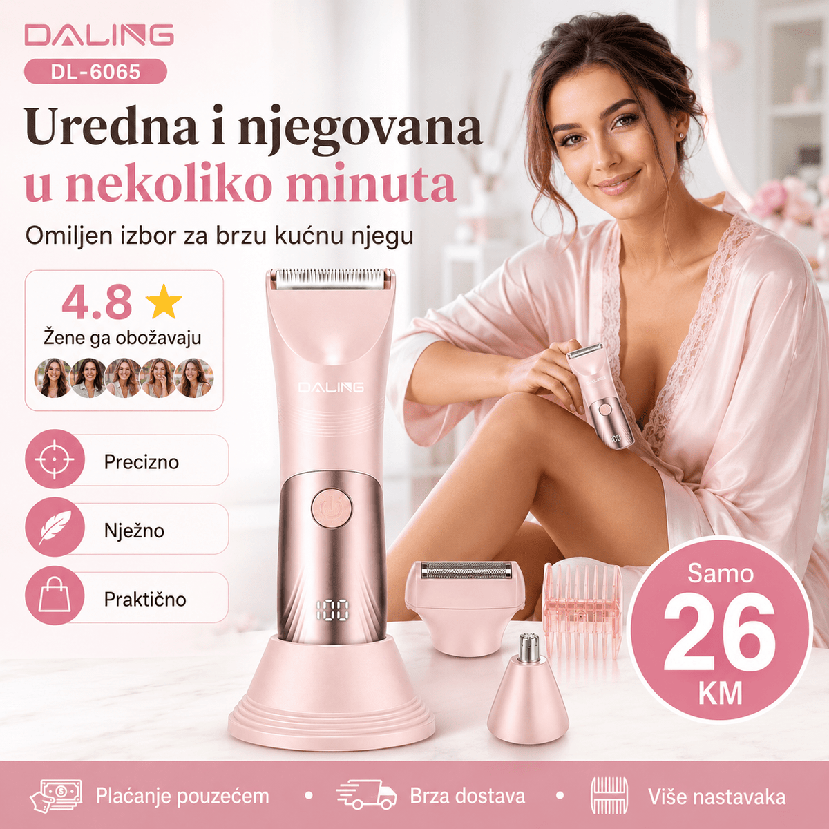 DALING Ženski Trimer i Brijač za Tijelo – – – slika 7