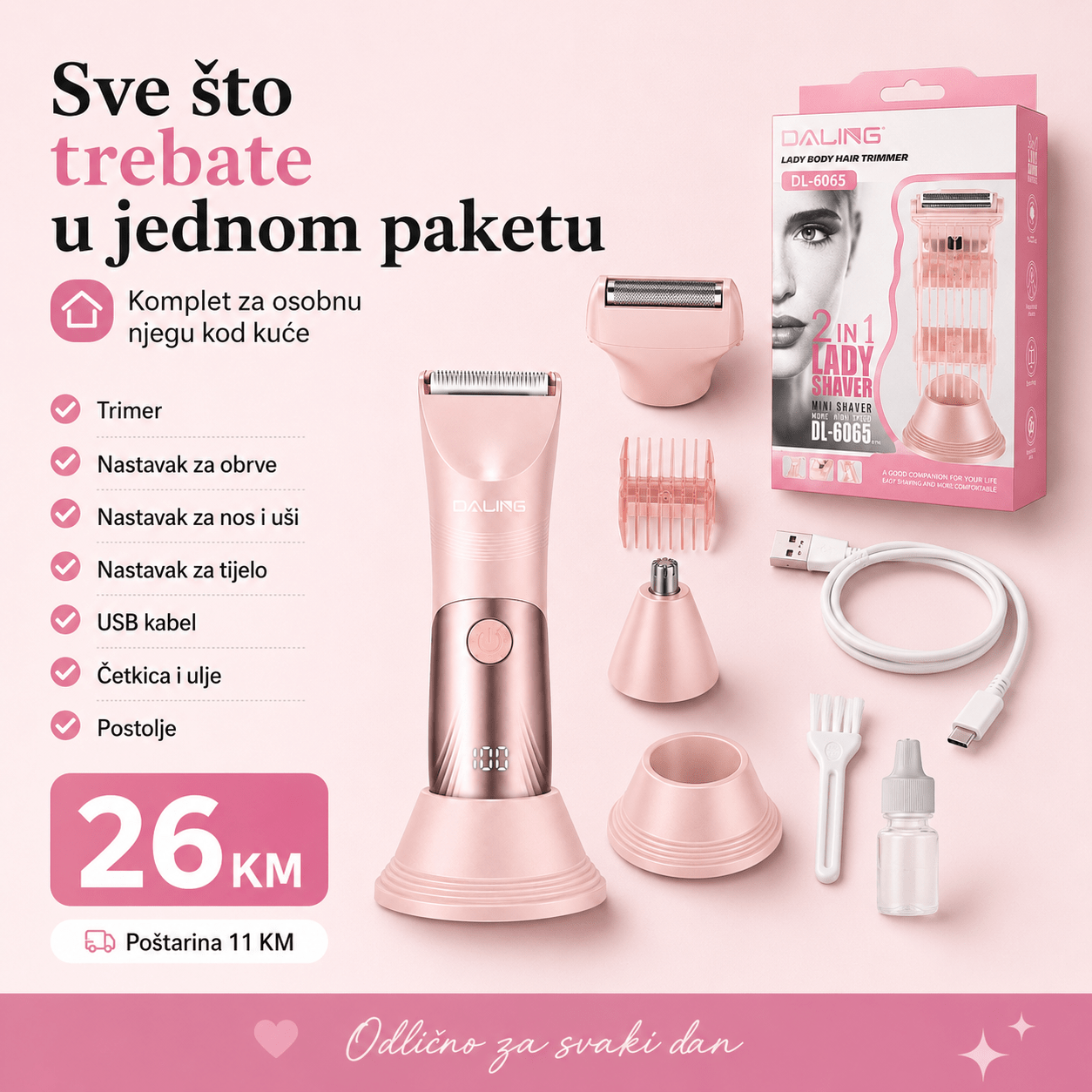 DALING Ženski Trimer i Brijač za Tijelo – – – slika 4