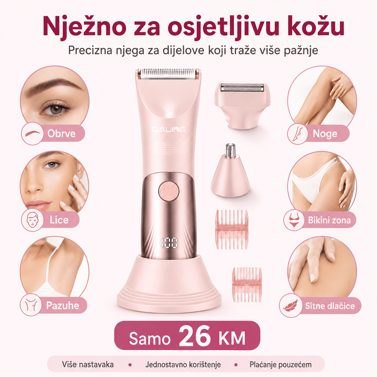 DALING Ženski Trimer i Brijač za Tijelo – – – slika 5
