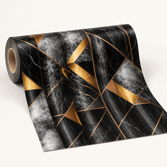 Dekorativna tapeta u rolni 2 m × 45 cm – sedam uzoraka – Tapete u rolni 2 m × 45 cm – Crno-zlatna – slika 1