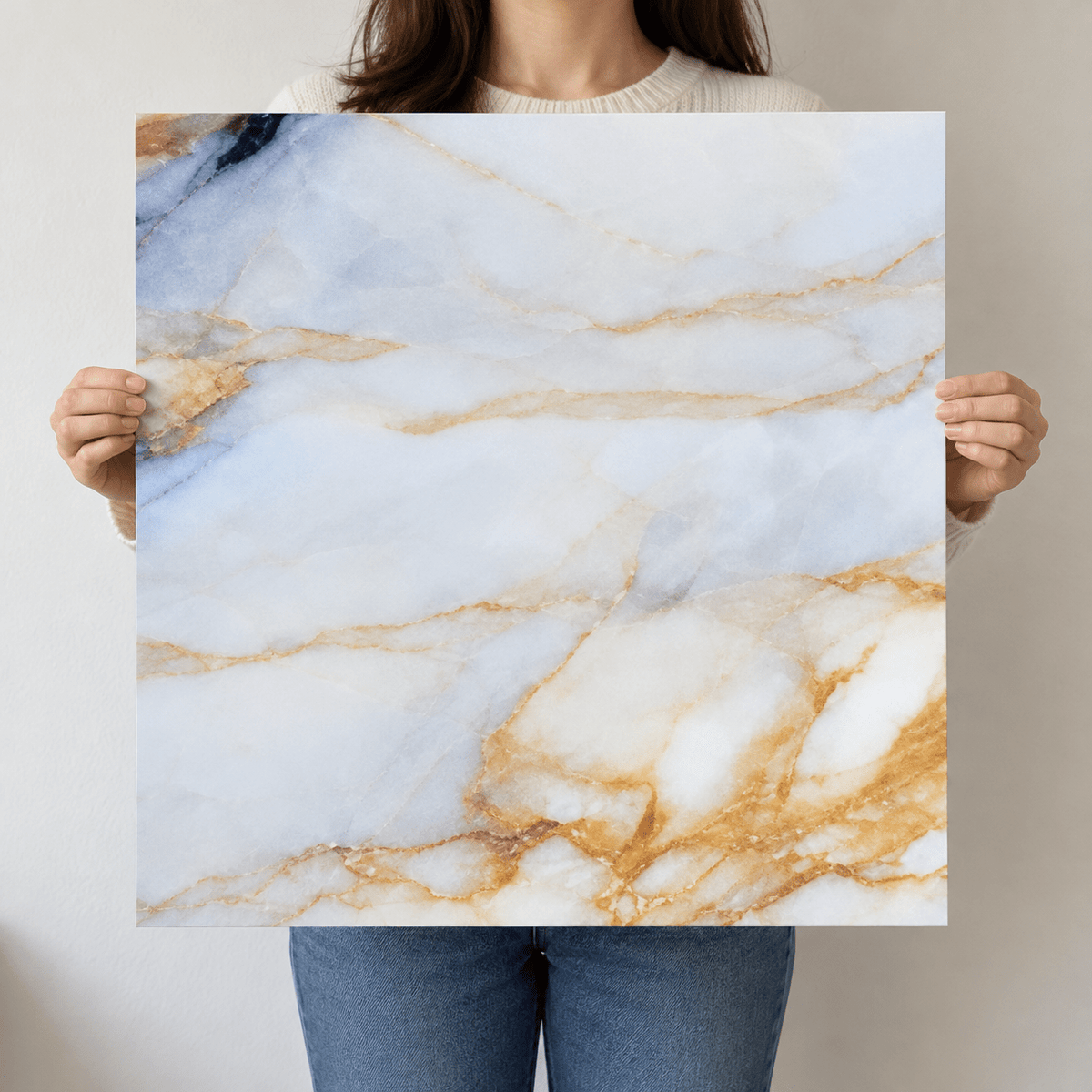 Dekorativna tapeta WMB069 – svijetla plavo-zlatna šara – 60 × 60 cm – Dekorativne tapete – – slika 3