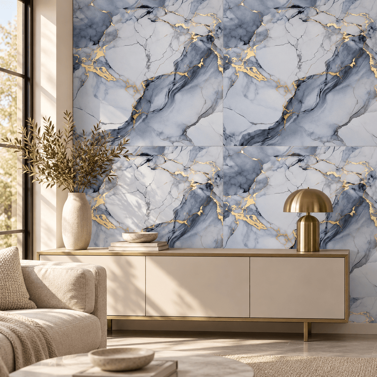 Dekorativna tapeta WMB109 – plavo-siva mramorna šara – 60 × 60 cm – Dekorativne tapete – – slika 2
