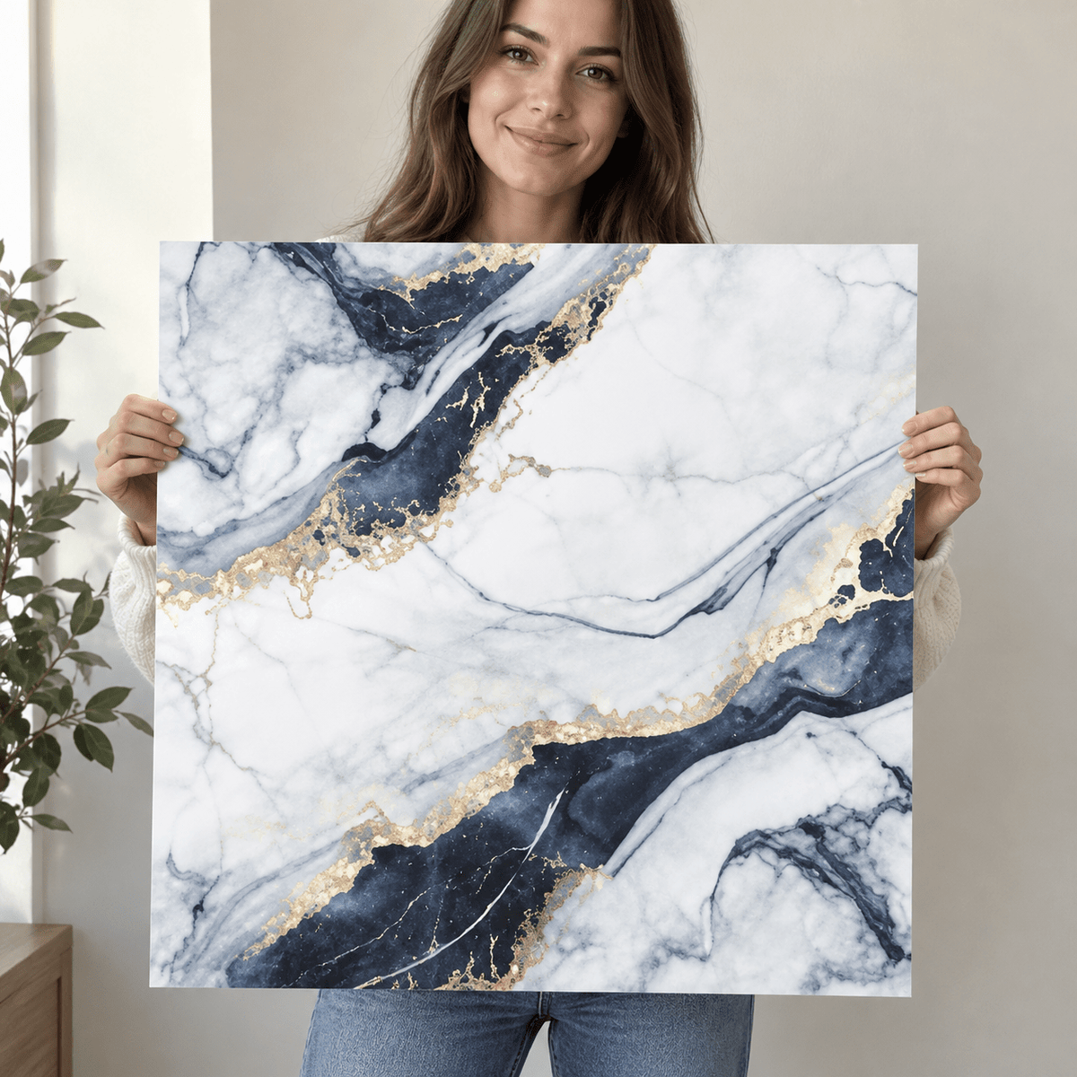 Dekorativna tapeta WMB118 – bijelo-plava mramorna šara – 60 × 60 cm – Dekorativne tapete – – slika 3