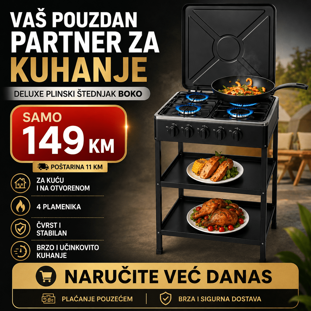 Deluxe plinski štednjak Boko – Kuhinjski Aparati – – slika 1