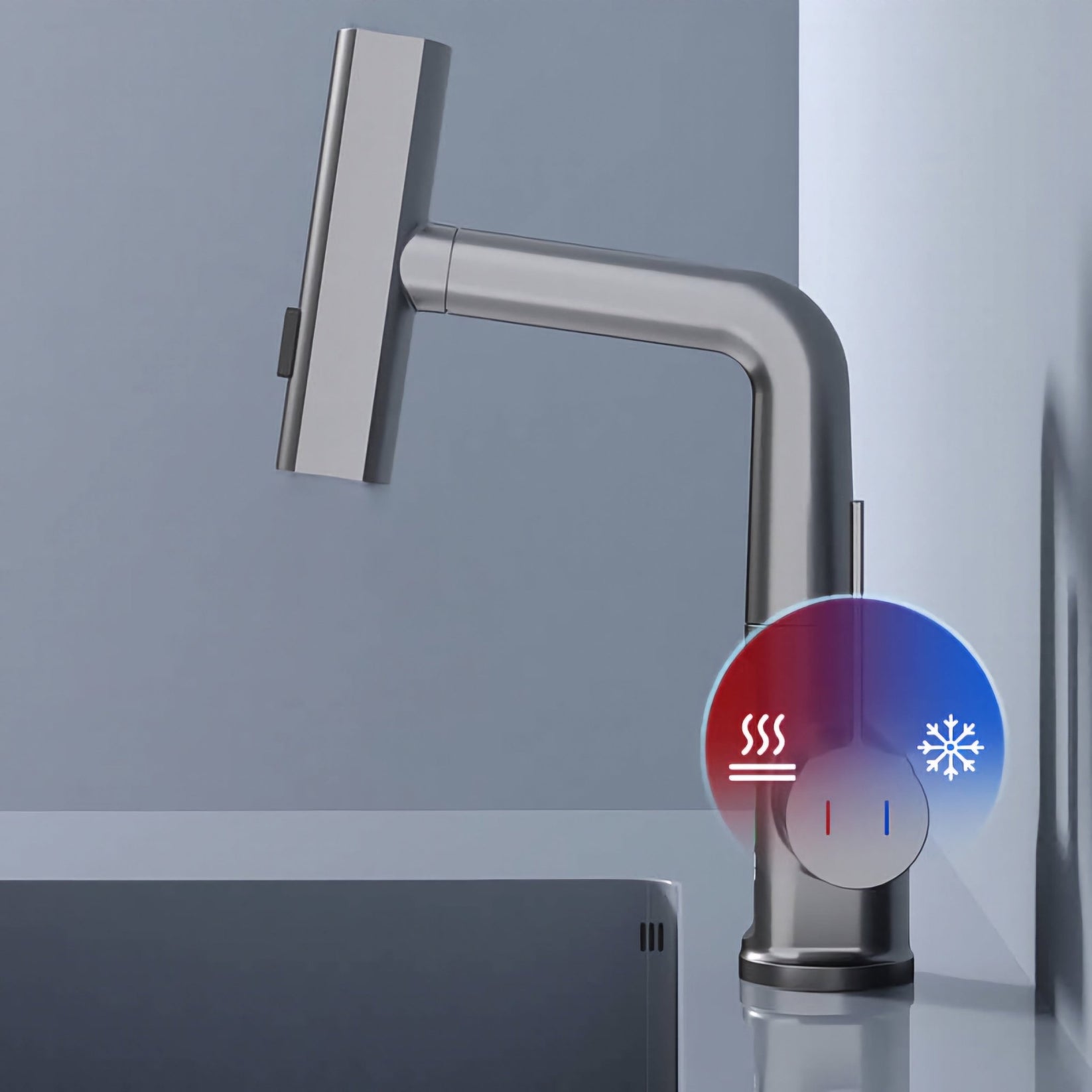 Digitalna teleskopska česma s LED displayom – – Crna – slika 6