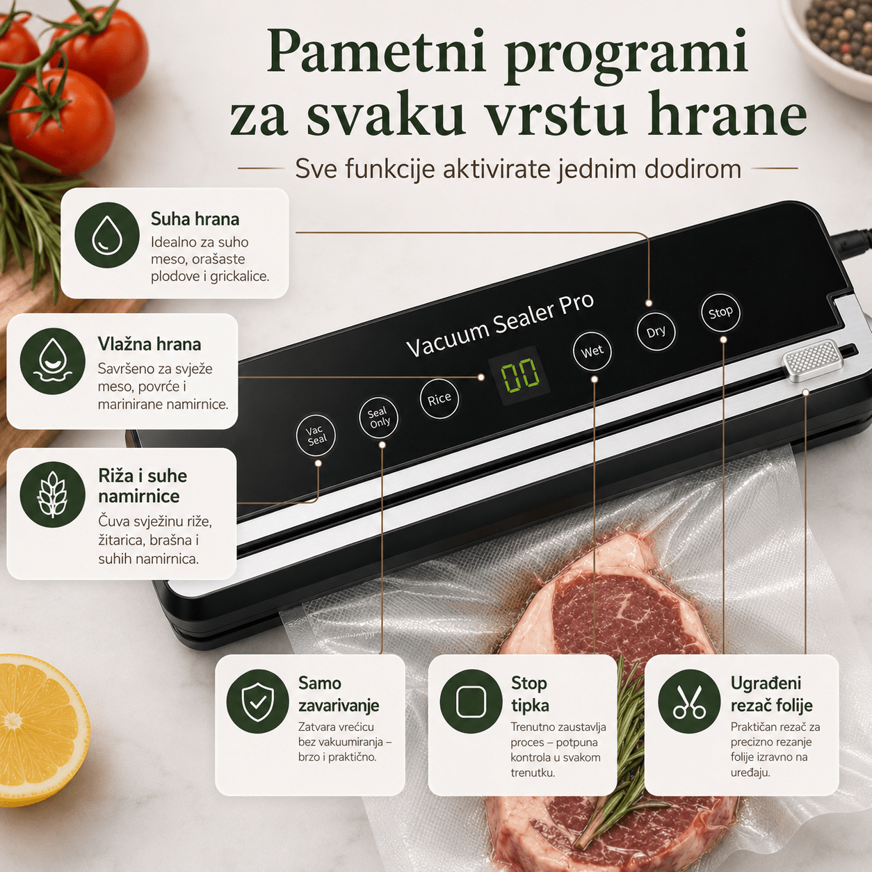 Digitalni Aparat za Vakumiranje Hrane – – – slika 8