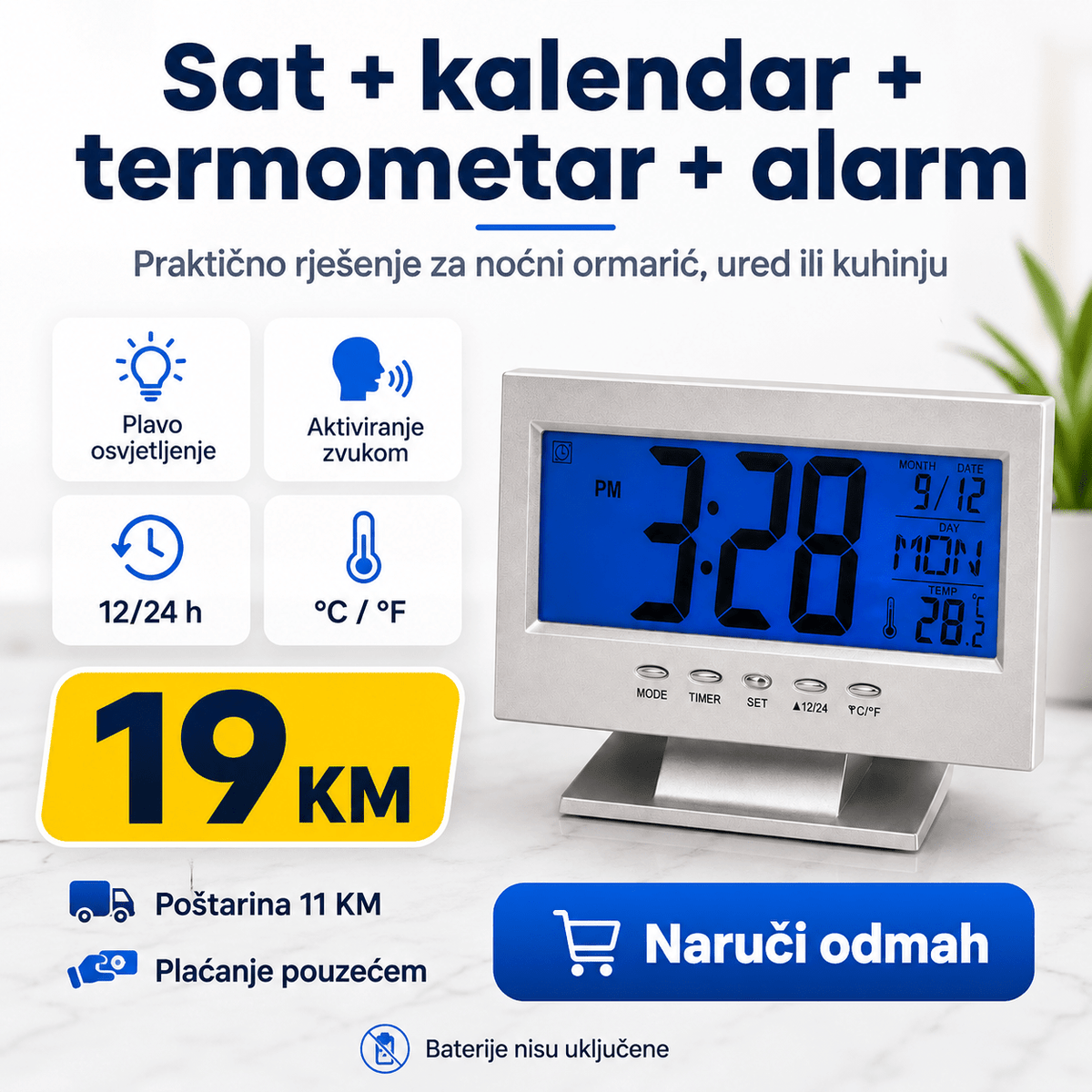 Digitalni LCD Sat DS-8082 – Satovi – – slika 8