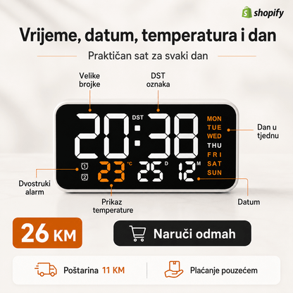 Digitalni LED Stolni Sat DS-3835L – Satovi – – slika 4