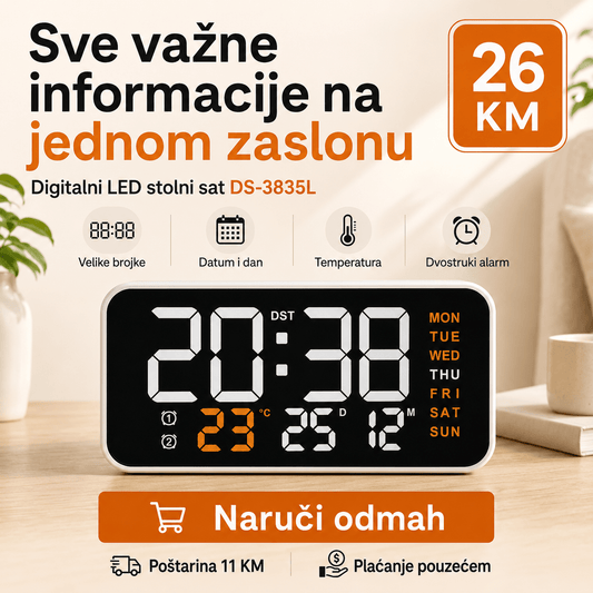 Digitalni LED Stolni Sat DS-3835L – Satovi – – slika 1