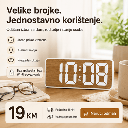 Digitalni LED Stolni Sat GS-5911B s Efektom Drva – Satovi – – slika 7