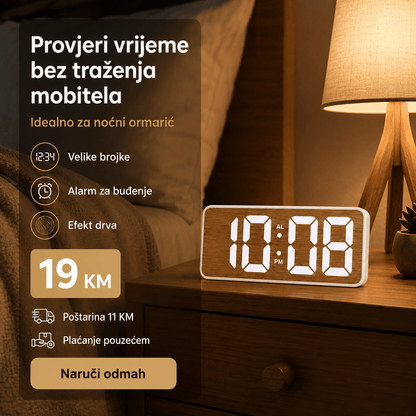 Digitalni LED Stolni Sat GS-5911B s Efektom Drva – Satovi – – slika 4