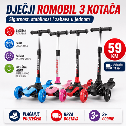 Dječji Romobil 3 Kotača – – Crvena – slika 1