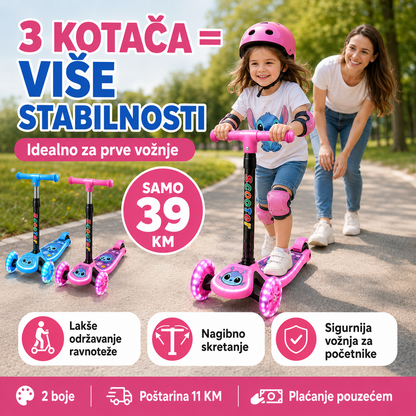 Dječji Romobil sa LED Svjetlima – – Plava – slika 4