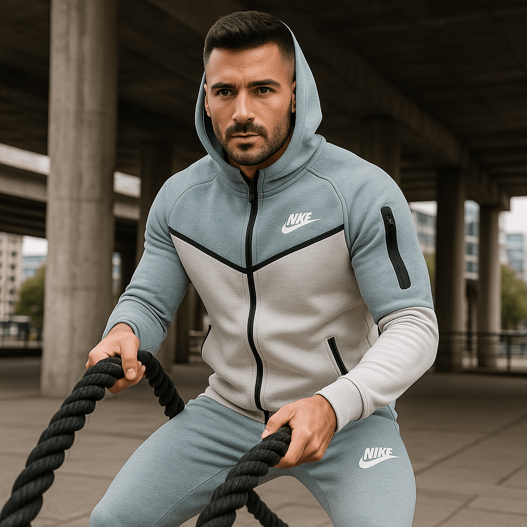 Dvobojna muška trenirka u nijansama svijetloplave i bijele - SAMO KLIKNI