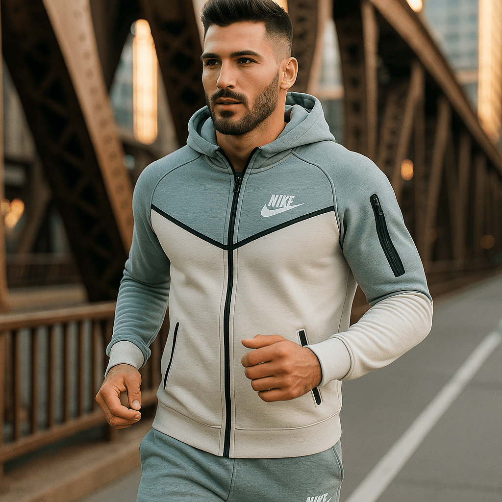 Dvobojna muška trenirka u nijansama svijetloplave i bijele - SAMO KLIKNI