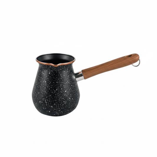 Džezva za Tursku Kafu 10.5cm sa Drvenom Drškom – Kuhinjski pribor – 10.5cm Crna – slika 1