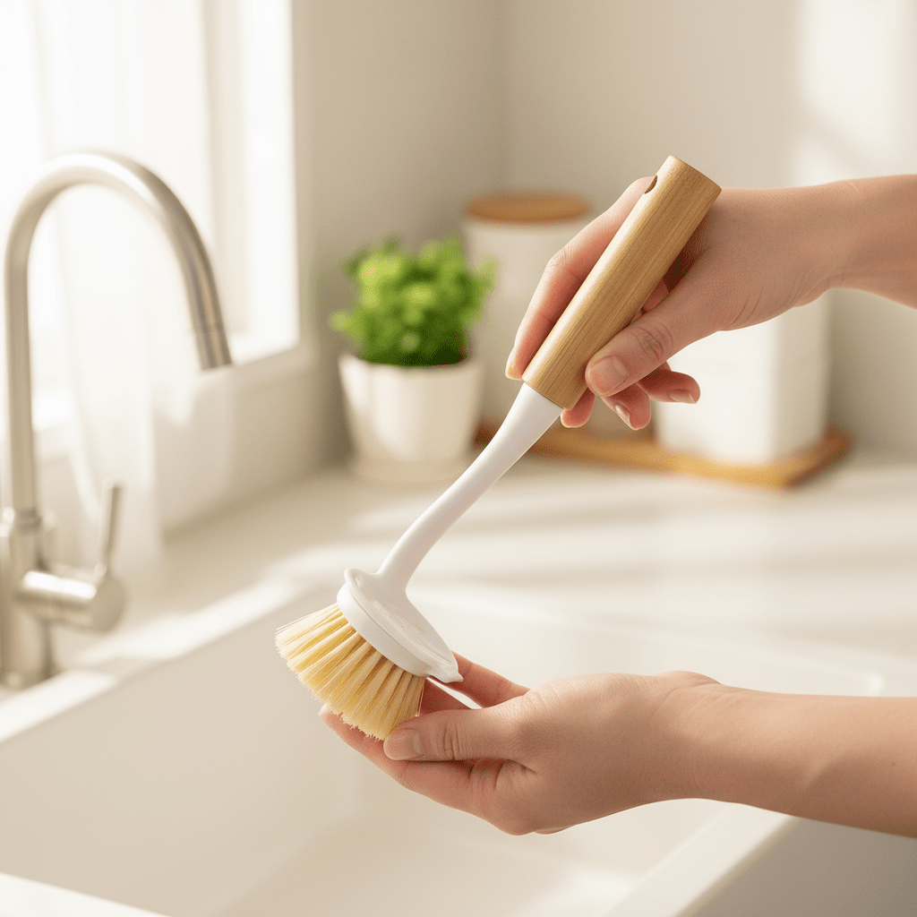 Ekološka Četka za Suđe s Drvenom Drškom - BRUSH AND CLEAN – Alati za čišćenje – Univerzalna Prirodno Drvo/Bijela – slika 6