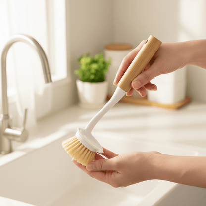 Ekološka Četka za Suđe s Drvenom Drškom - BRUSH AND CLEAN – Alati za čišćenje – Univerzalna Prirodno Drvo/Bijela – slika 6