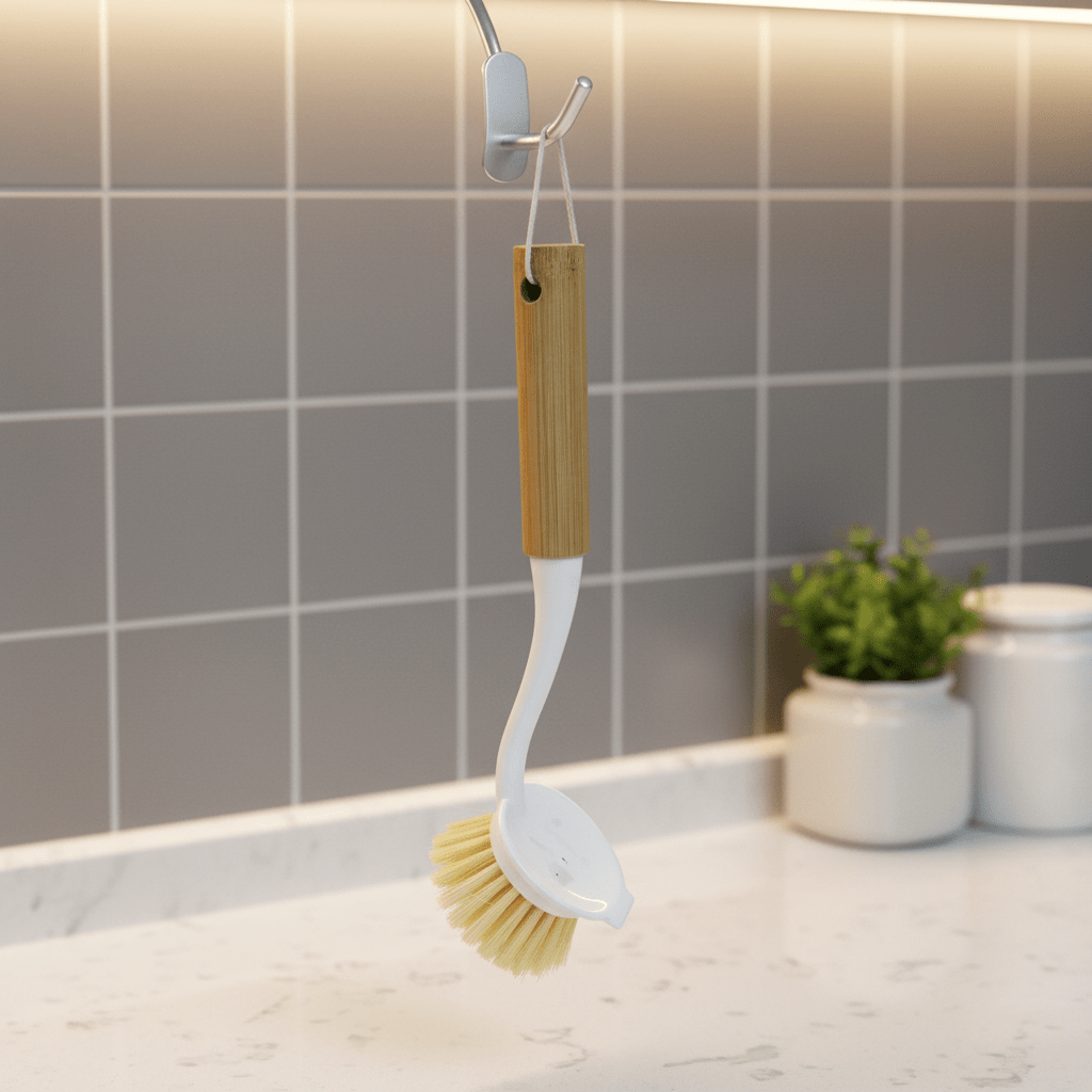 Ekološka Četka za Suđe s Drvenom Drškom - BRUSH AND CLEAN – Alati za čišćenje – Univerzalna Prirodno Drvo/Bijela – slika 3