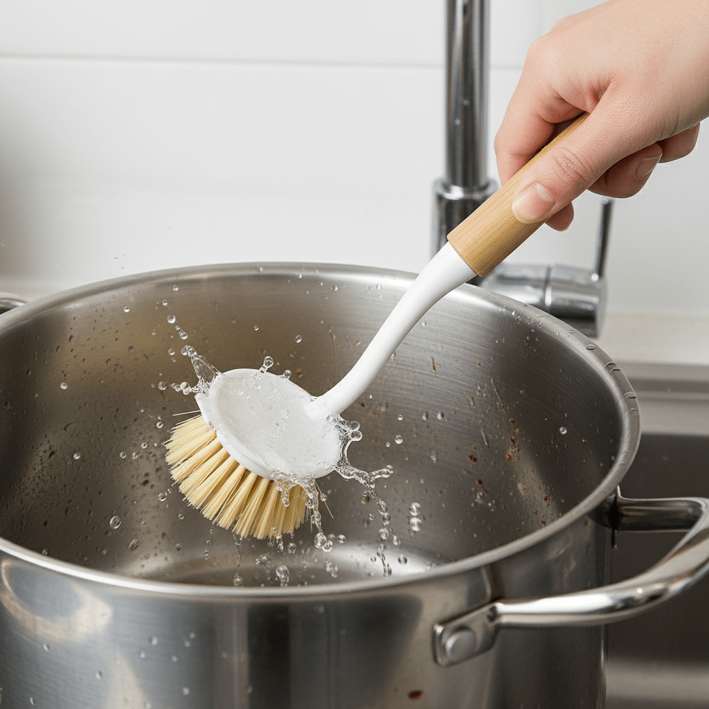 Ekološka Četka za Suđe s Drvenom Drškom - BRUSH AND CLEAN – Alati za čišćenje – Univerzalna Prirodno Drvo/Bijela – slika 4