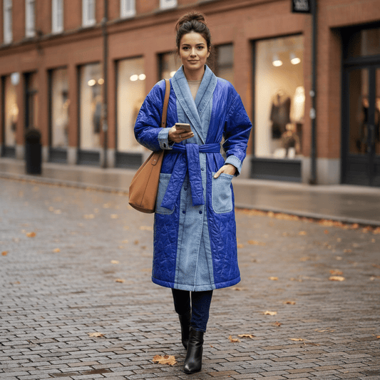 Ekskluzivni Prošiveni Mantil s Detaljima od Denima – Ženska odjeća – S – slika 1