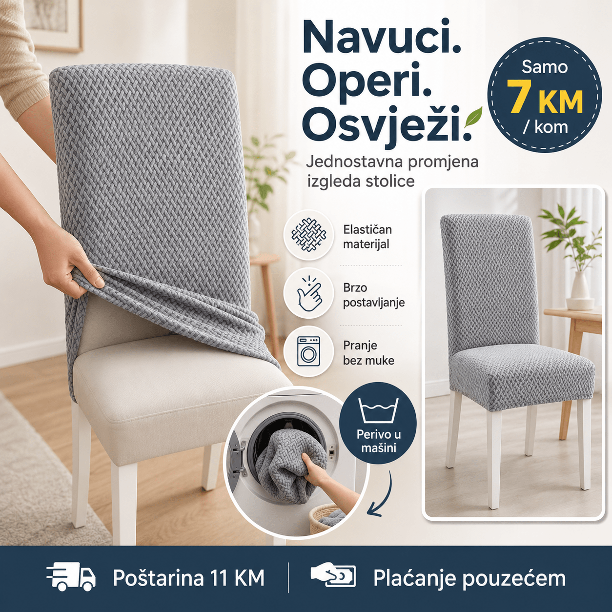 Elastične Navlake za Stolice – – Bordo – slika 8