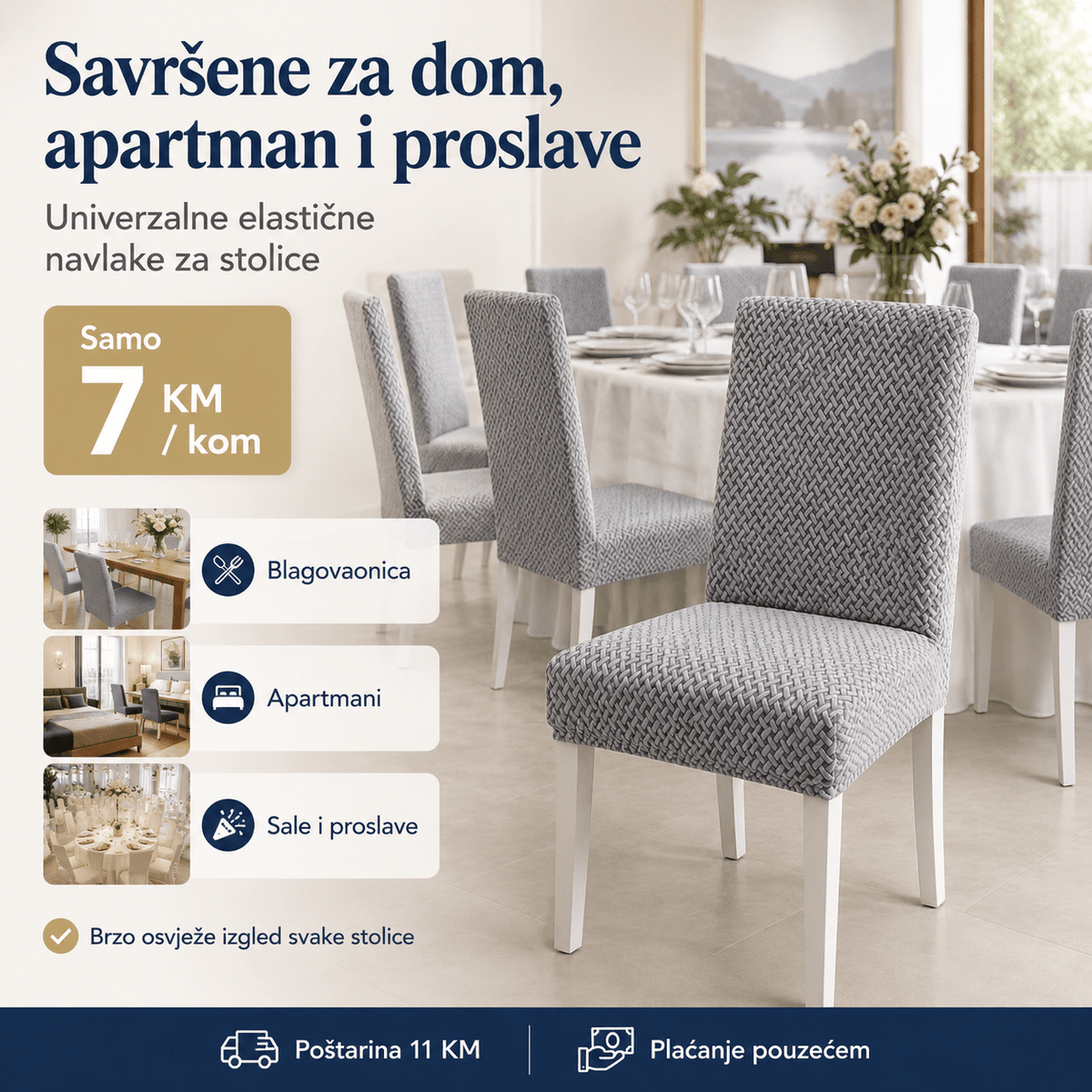 Elastične Navlake za Stolice – – Bordo – slika 7