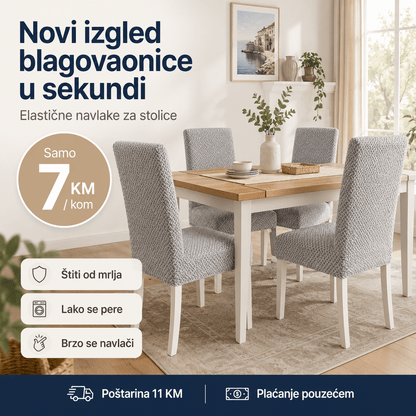 Elastične Navlake za Stolice – – Tamno Siva – slika 4