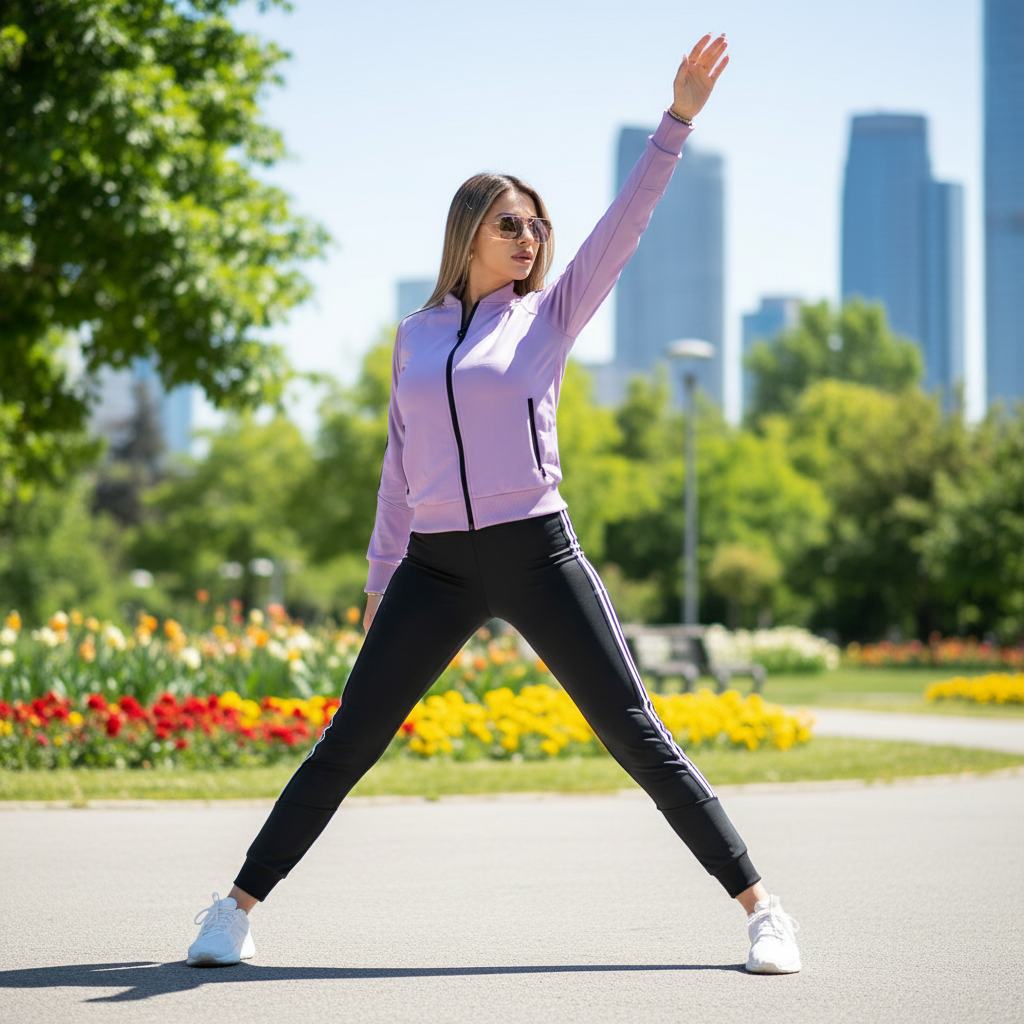 Elegantan Ženski Sportski Komplet – Ženska odjeća – M Ljubičasta/Crna – slika 3