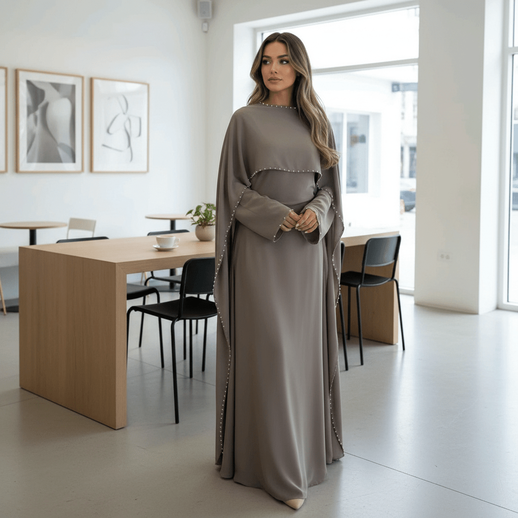 Elegantna Abaja/Haljina s Biserima – Ženska odjeća – Univerzalna – slika 1