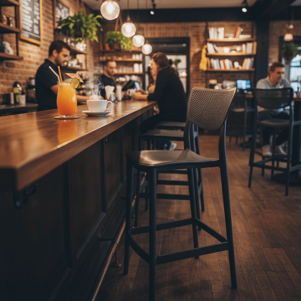 Elegantna Barska Stolica s Perforiranim Naslonom – Barske stolice – Crna – slika 3