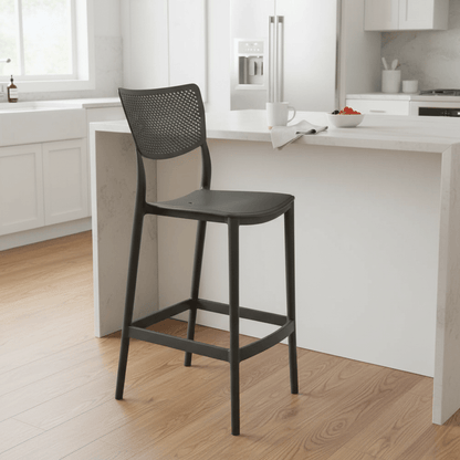 Elegantna Barska Stolica s Perforiranim Naslonom – Barske stolice – Crna – slika 2