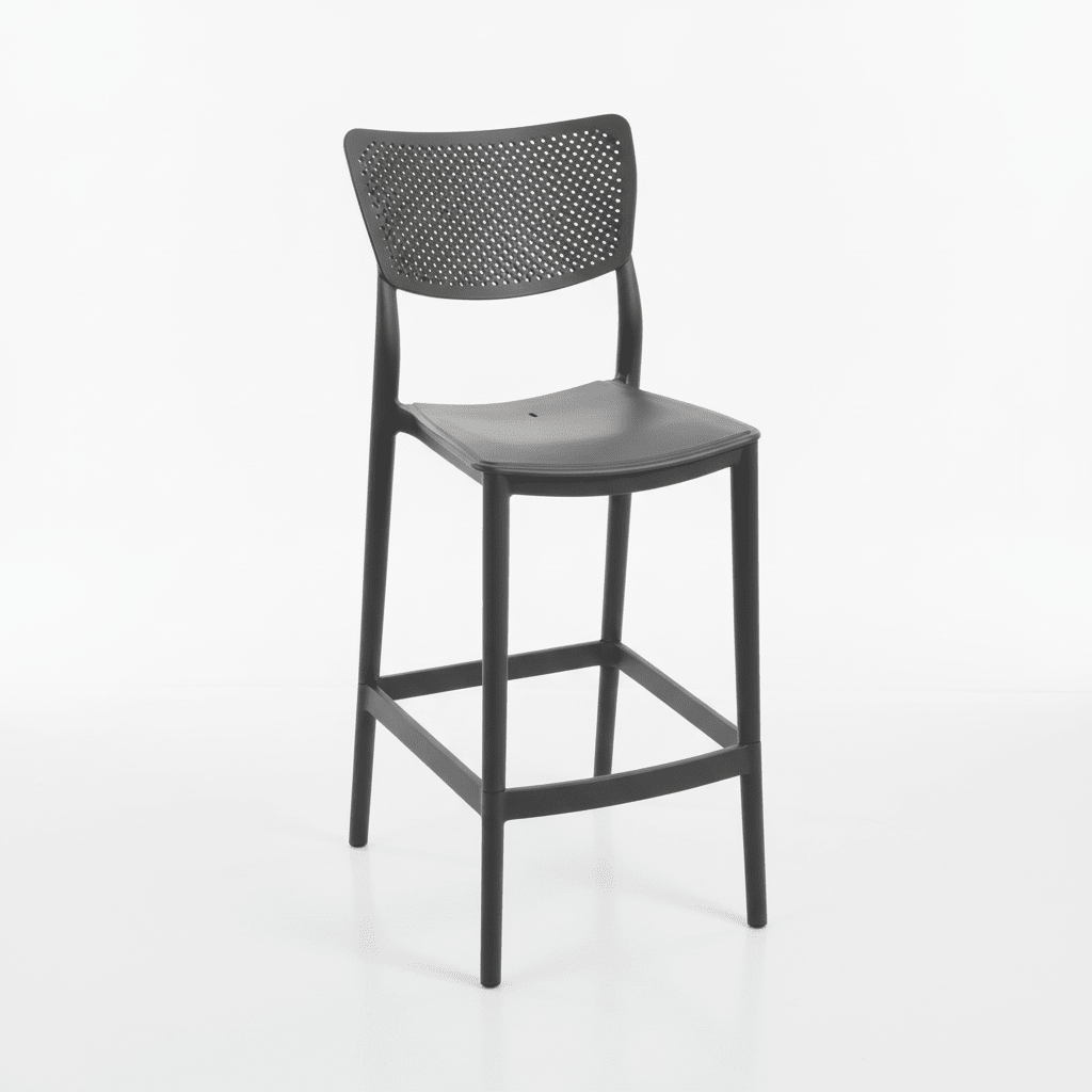 Elegantna Barska Stolica s Perforiranim Naslonom – Barske stolice – Crna – slika 1