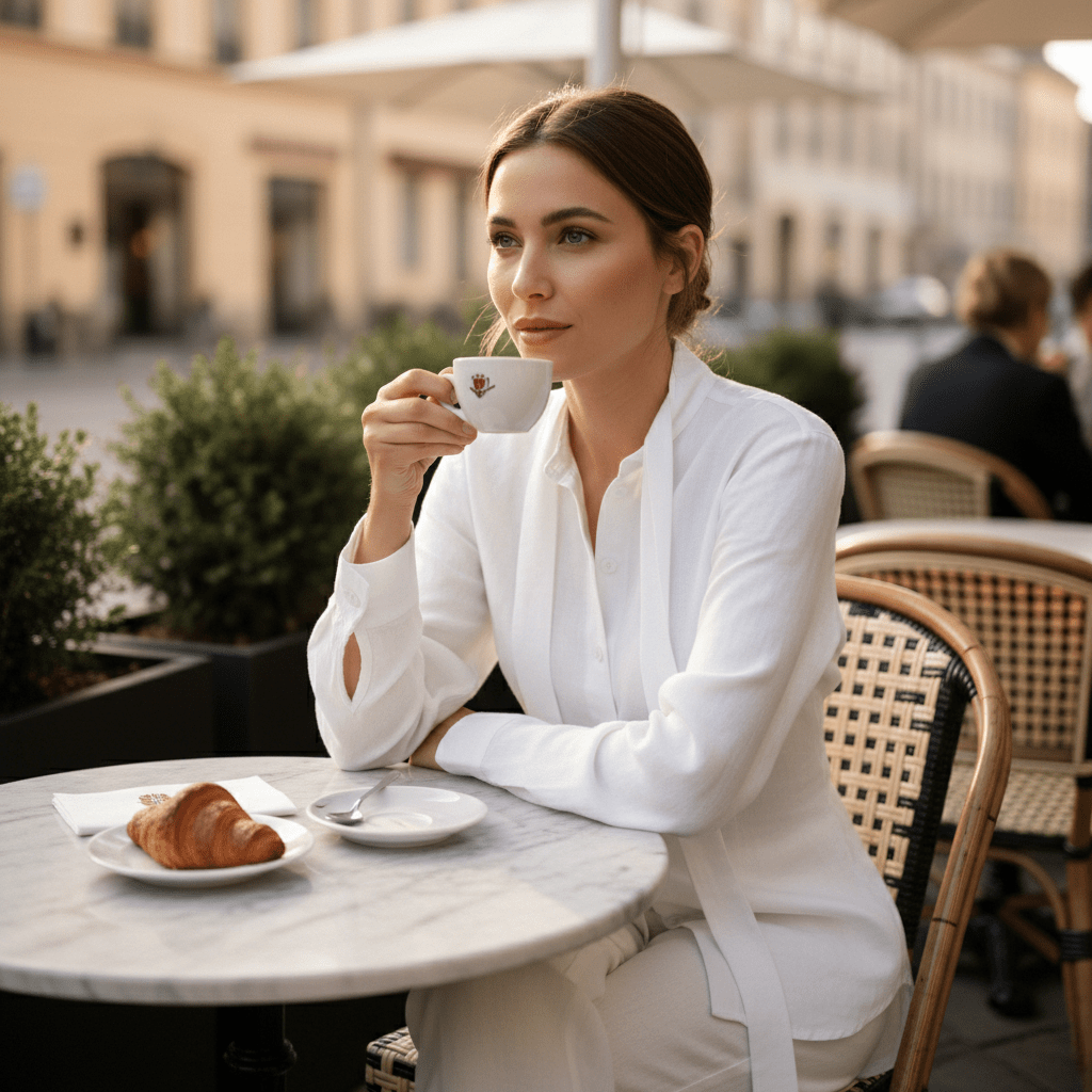 Elegantna Bijela Lanena Košulja s Detaljem Kravate – Ženska Odjeća – S – slika 2
